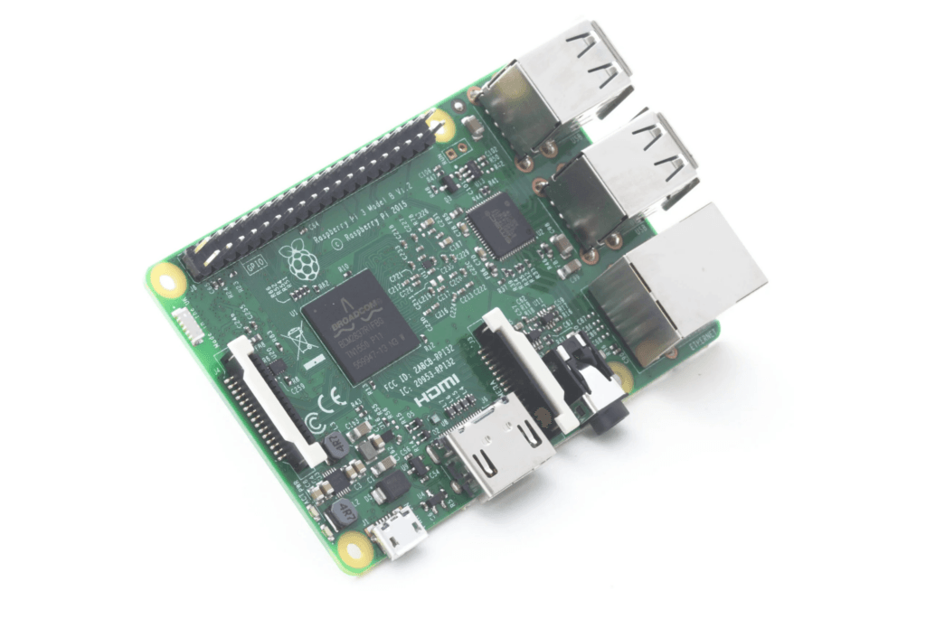 Raspberry Pi 3 Model B single board computer on a white background